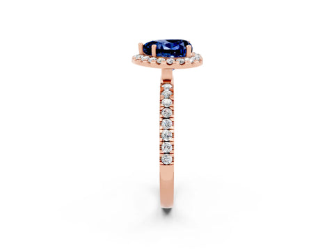 Rose gold Heart Cut Halo Diamond Pave Band with Prong Setting_2