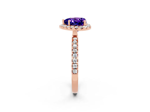 Rose gold Heart Cut Halo Diamond Pave Band with Prong Setting_2