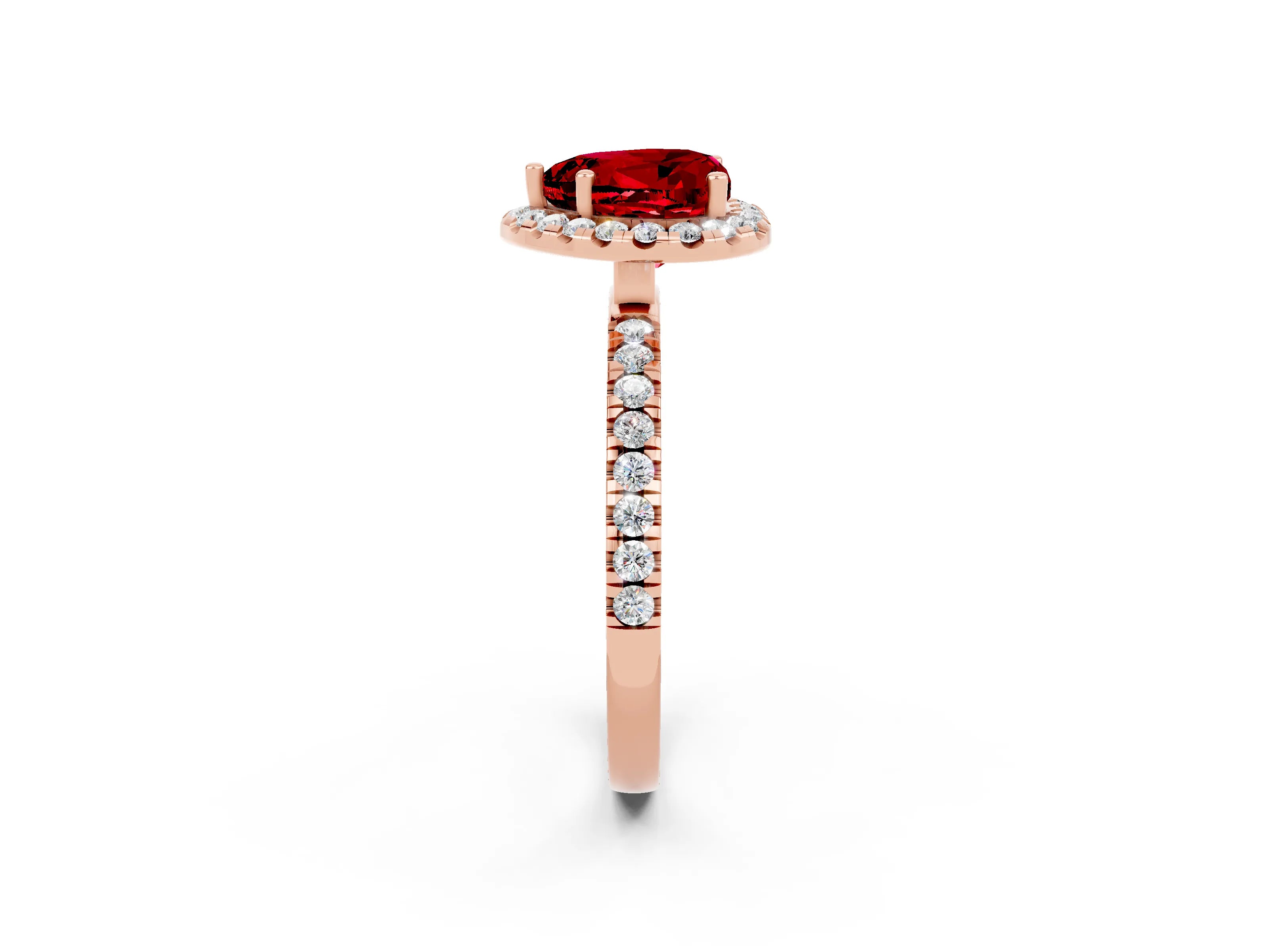 Rose gold Heart Cut Halo Diamond Pave Band with Prong Setting_2