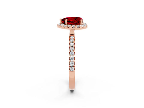 Rose gold Heart Cut Halo Diamond Pave Band with Prong Setting_2