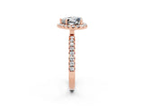 Rose gold Heart Cut Halo Diamond Pave Band with Prong Setting_2