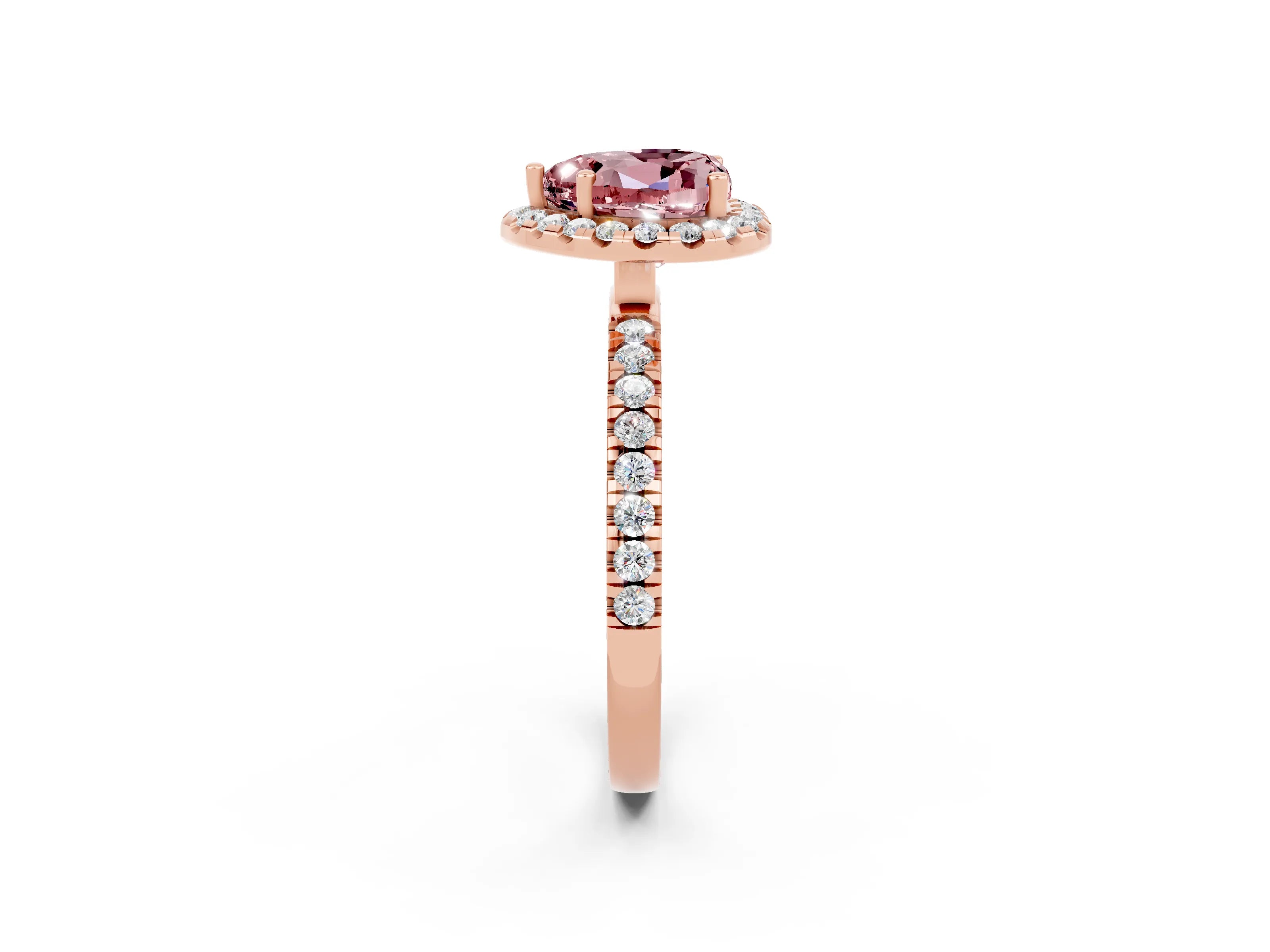 Rose gold Heart Cut Halo Diamond Pave Band with Prong Setting_2