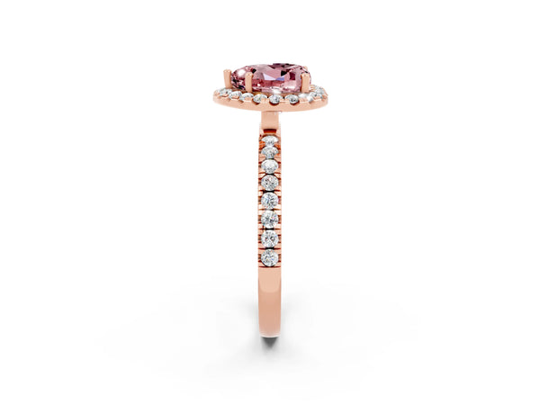 Rose gold Heart Cut Halo Diamond Pave Band with Prong Setting