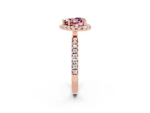 Rose gold Heart Cut Halo Diamond Pave Band with Prong Setting_2