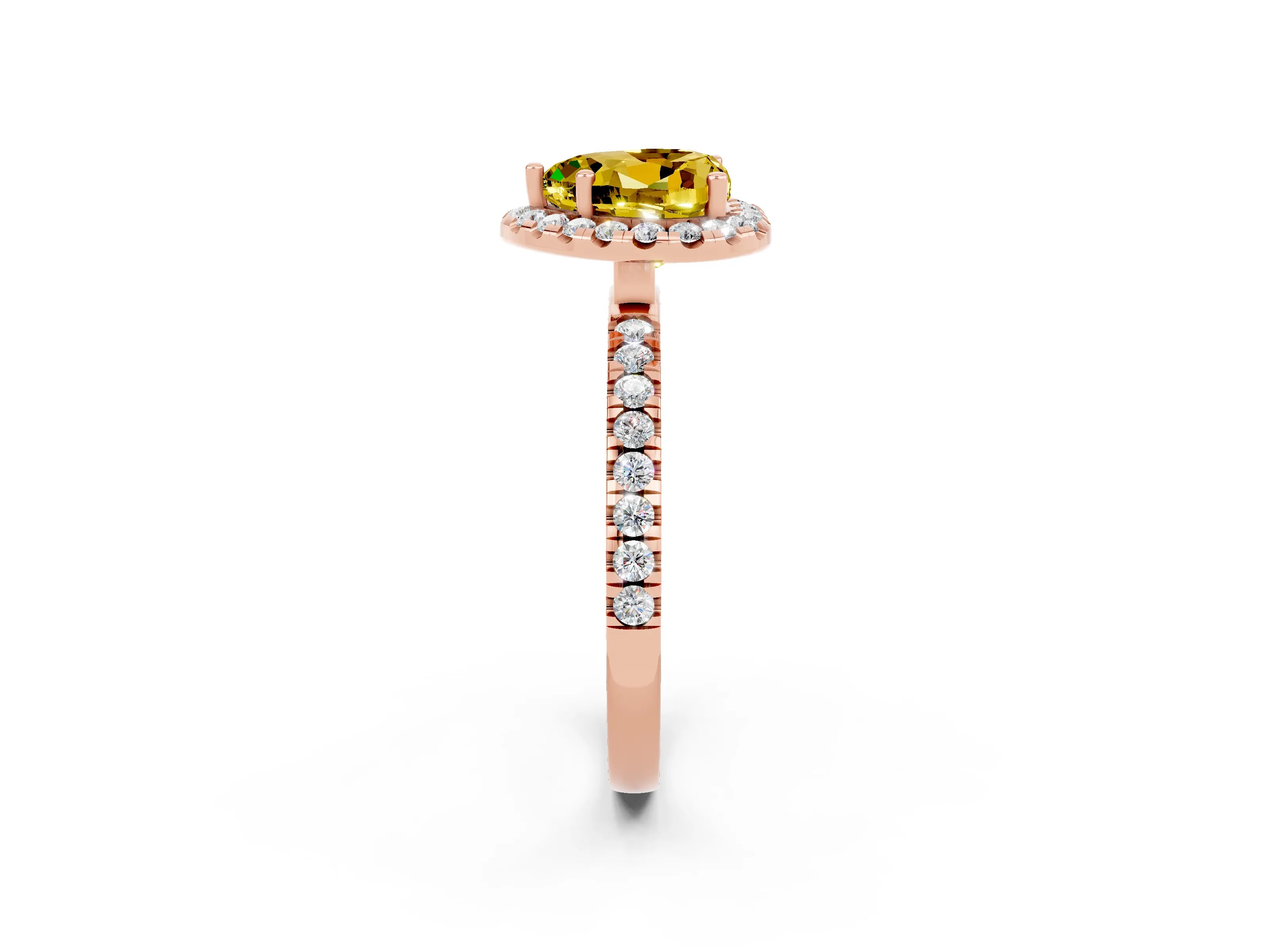 Rose gold Heart Cut Halo Diamond Pave Band with Prong Setting_2