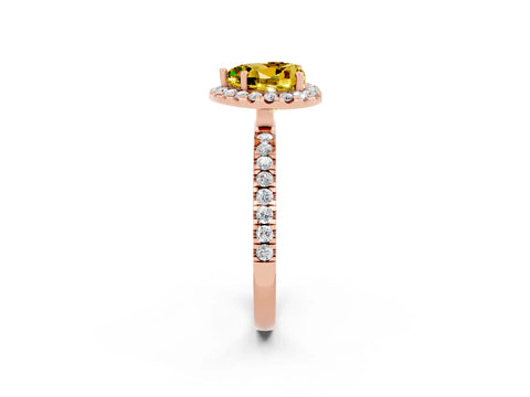 Rose gold Heart Cut Halo Diamond Pave Band with Prong Setting_2