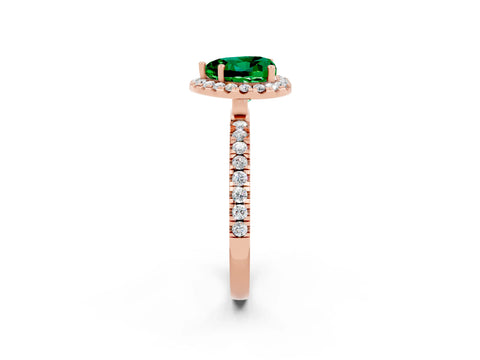 Rose gold Heart Cut Halo Diamond Pave Band with Prong Setting_2