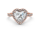 Rose gold Heart Cut Halo Diamond Pave Band with Prong Setting_3