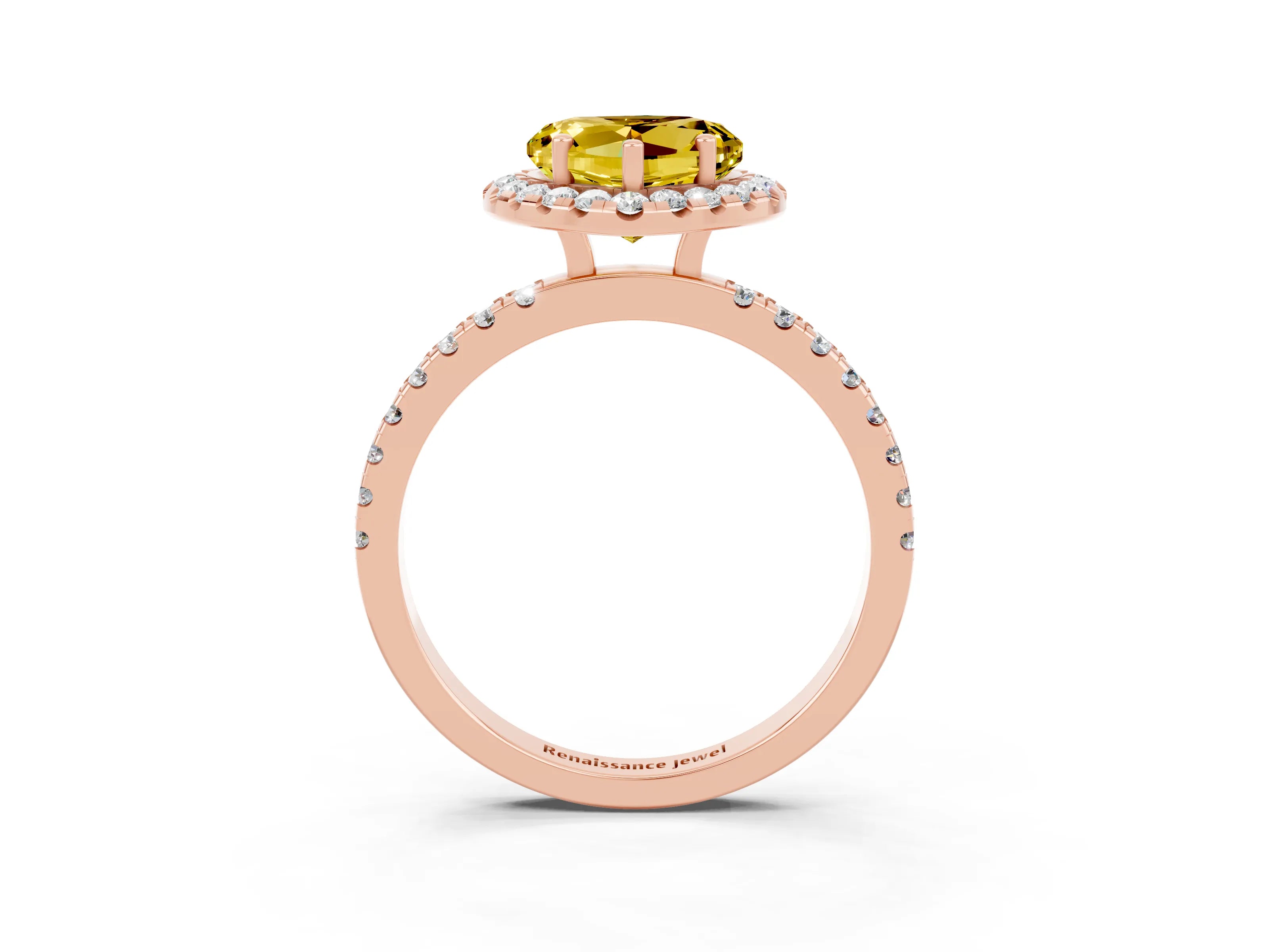 Rose gold Heart Cut Halo Diamond Pave Band with Prong Setting_3