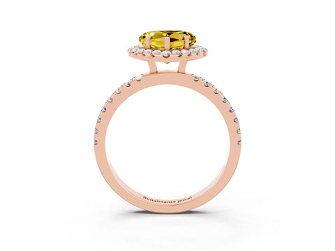 Rose gold Heart Cut Halo Diamond Pave Band with Prong Setting_3