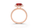 Rose gold Heart Cut Halo Diamond Pave Band with Prong Setting_3