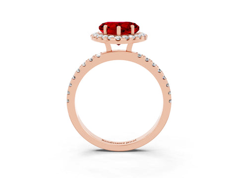 Rose gold Heart Cut Halo Diamond Pave Band with Prong Setting_3
