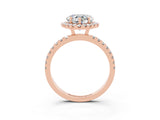 Rose gold Heart Cut Halo Diamond Pave Band with Prong Setting_3