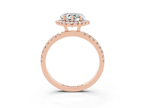 Rose gold Heart Cut Halo Diamond Pave Band with Prong Setting_3