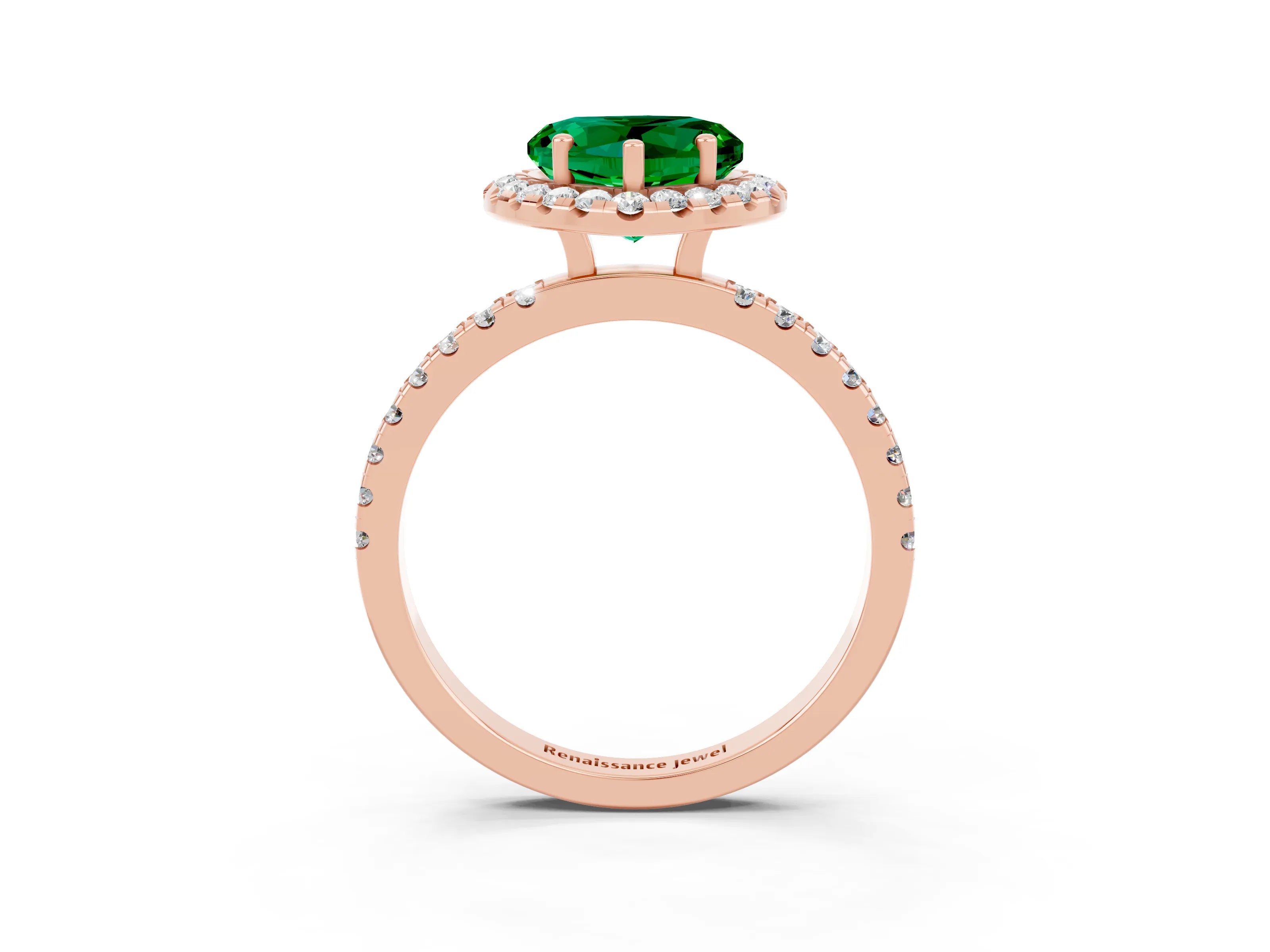 Rose gold Heart Cut Halo Diamond Pave Band with Prong Setting_3