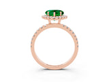 Rose gold Heart Cut Halo Diamond Pave Band with Prong Setting_3