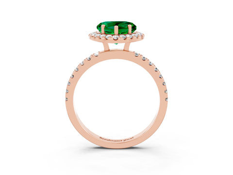Rose gold Heart Cut Halo Diamond Pave Band with Prong Setting_3