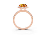 Rose gold Heart Cut Halo Diamond Pave Band with Prong Setting_3