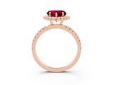 Rose gold Heart Cut Halo Diamond Pave Band with Prong Setting_3