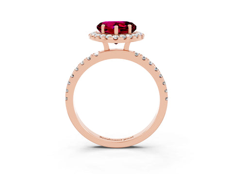 Rose gold Heart Cut Halo Diamond Pave Band with Prong Setting_3