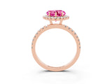 Rose gold Heart Cut Halo Diamond Pave Band with Prong Setting_3