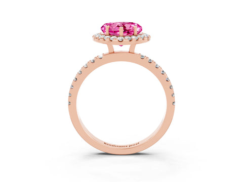 Rose gold Heart Cut Halo Diamond Pave Band with Prong Setting_3