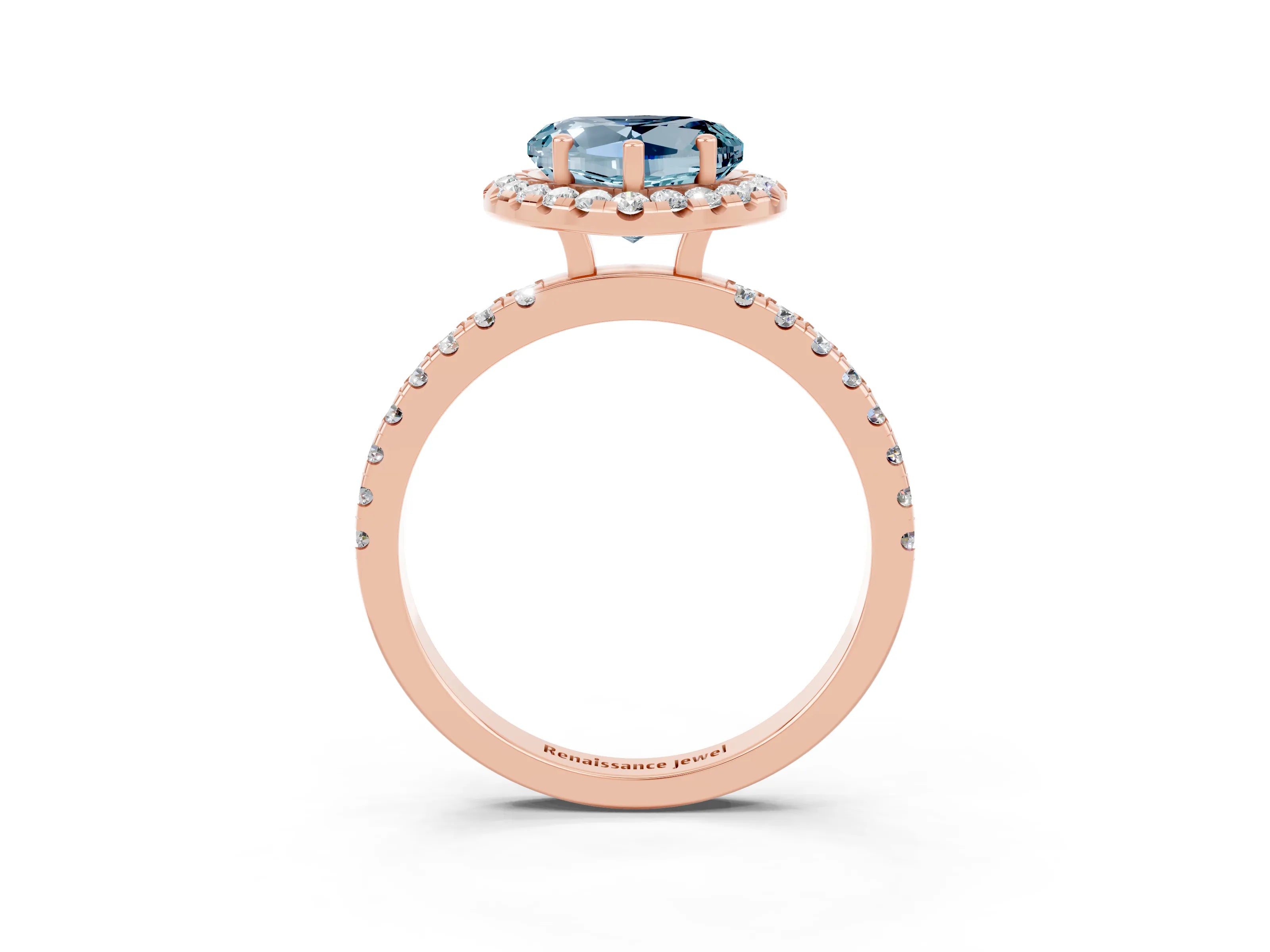 Rose gold Heart Cut Halo Diamond Pave Band with Prong Setting_3