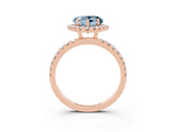 Rose gold Heart Cut Halo Diamond Pave Band with Prong Setting_3
