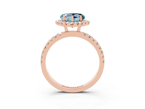 Rose gold Heart Cut Halo Diamond Pave Band with Prong Setting_3