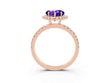 Rose gold Heart Cut Halo Diamond Pave Band with Prong Setting_3