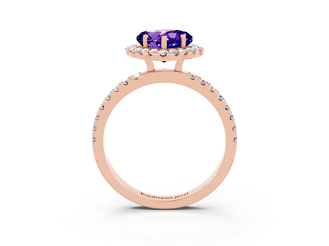 Rose gold Heart Cut Halo Diamond Pave Band with Prong Setting_3