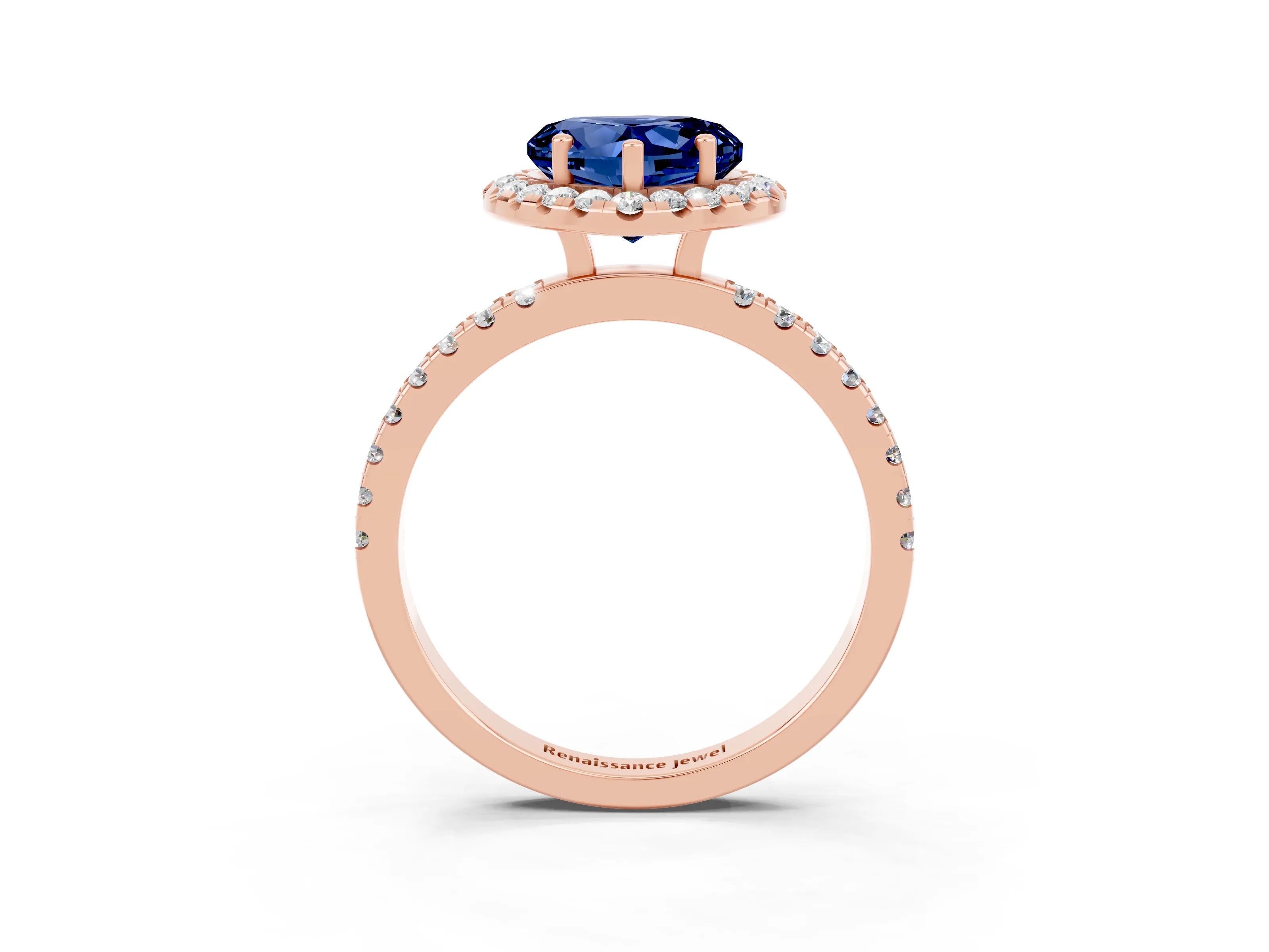 Rose gold Heart Cut Halo Diamond Pave Band with Prong Setting_3