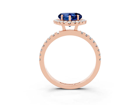 Rose gold Heart Cut Halo Diamond Pave Band with Prong Setting_3