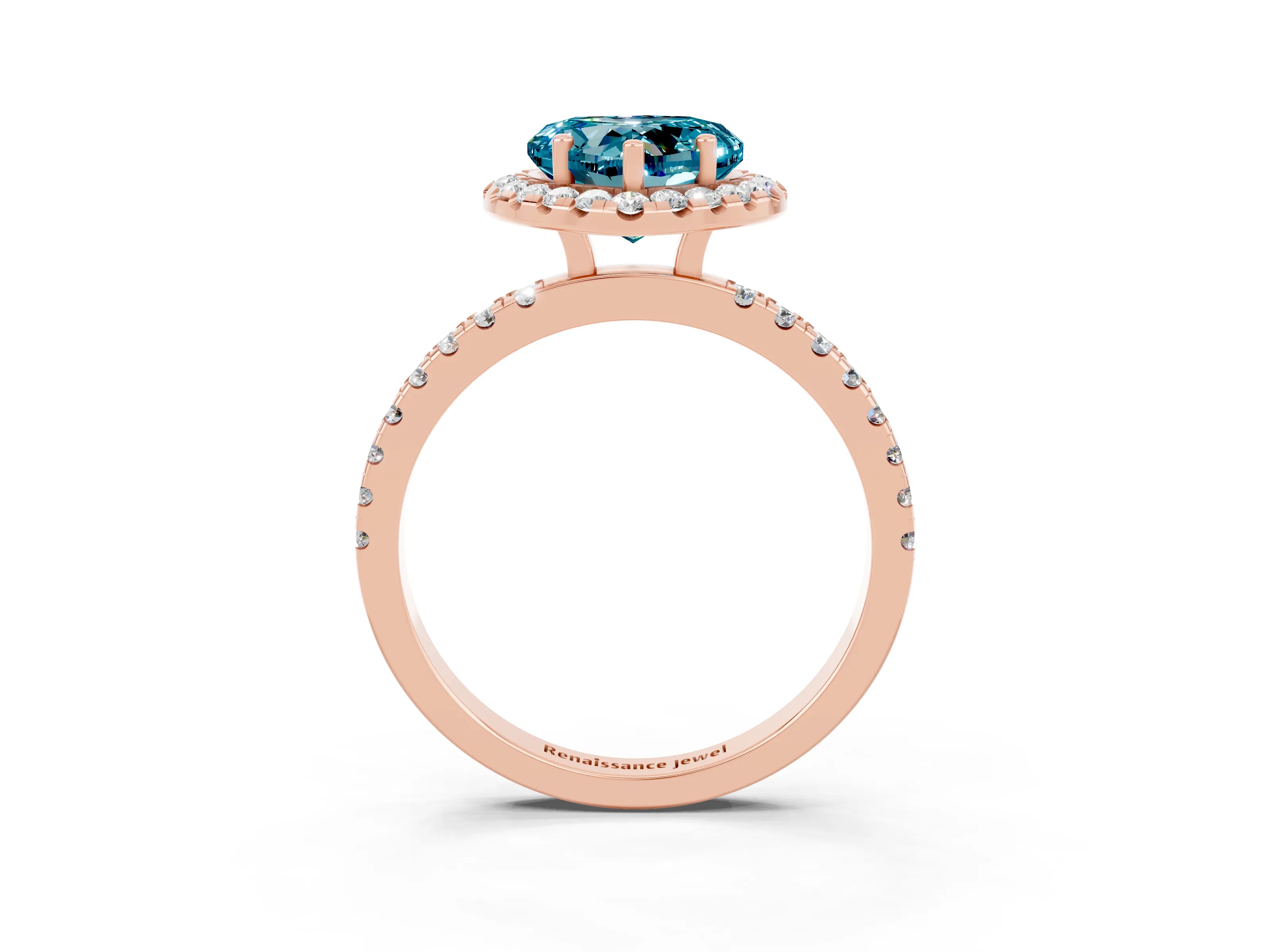 Rose gold Heart Cut Halo Diamond Pave Band with Prong Setting_3