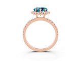 Rose gold Heart Cut Halo Diamond Pave Band with Prong Setting_3