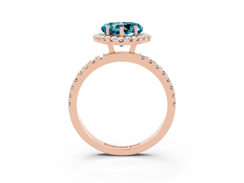 Rose gold Heart Cut Halo Diamond Pave Band with Prong Setting_3