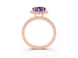 Rose gold Heart Cut Halo Diamond Pave Band with Prong Setting_3