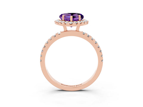 Rose gold Heart Cut Halo Diamond Pave Band with Prong Setting_3