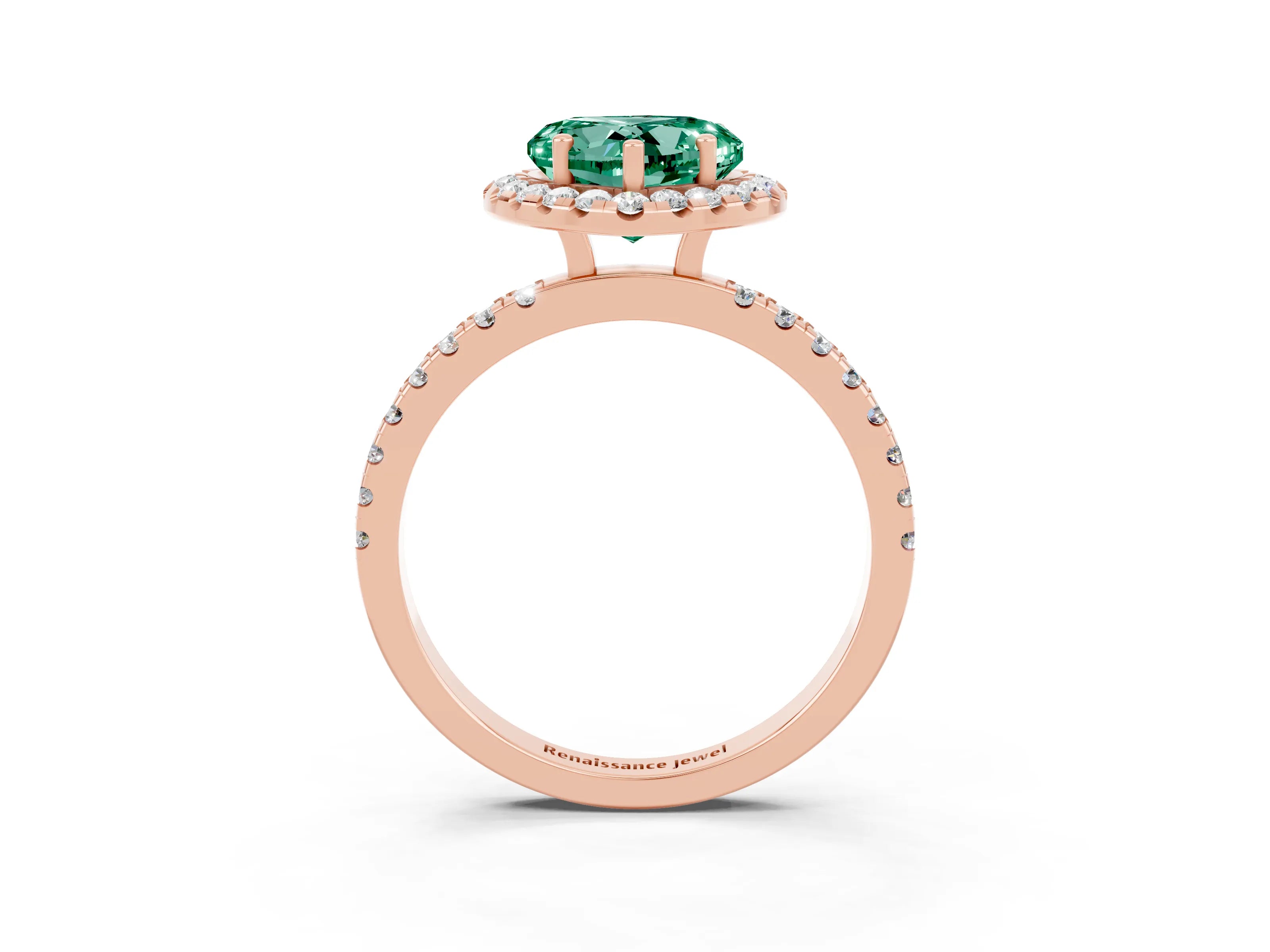 Rose gold Heart Cut Halo Diamond Pave Band with Prong Setting_3