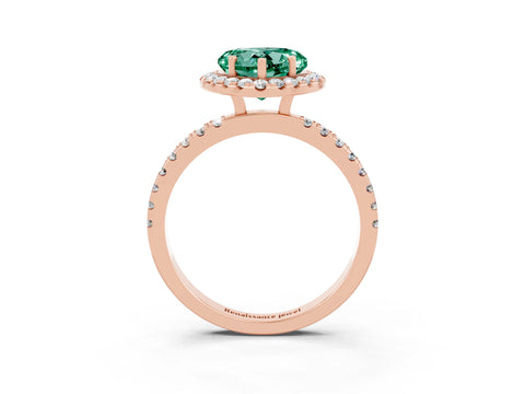 Rose gold Heart Cut Halo Diamond Pave Band with Prong Setting_3