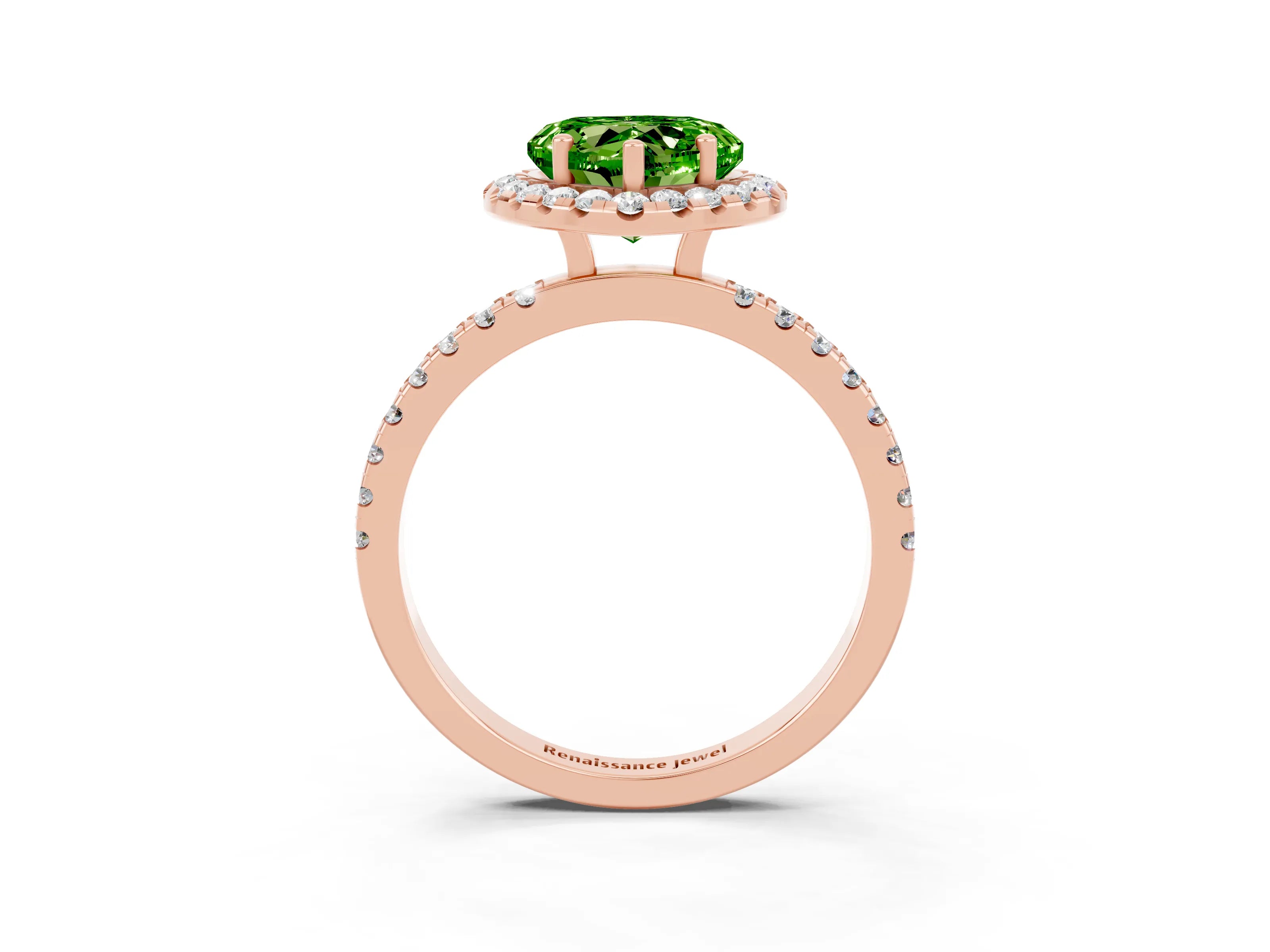 Rose gold Heart Cut Halo Diamond Pave Band with Prong Setting_3