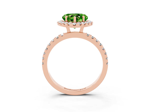 Rose gold Heart Cut Halo Diamond Pave Band with Prong Setting