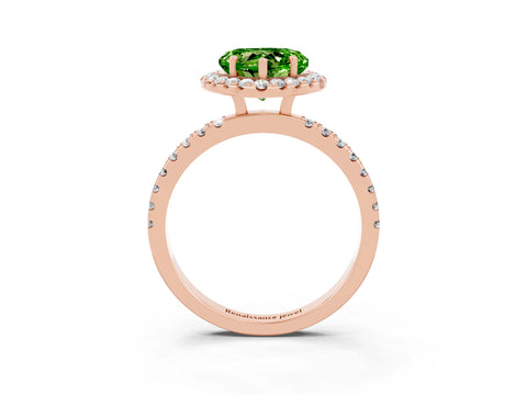 Rose gold Heart Cut Halo Diamond Pave Band with Prong Setting_3