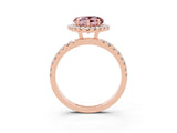 Rose gold Heart Cut Halo Diamond Pave Band with Prong Setting_3