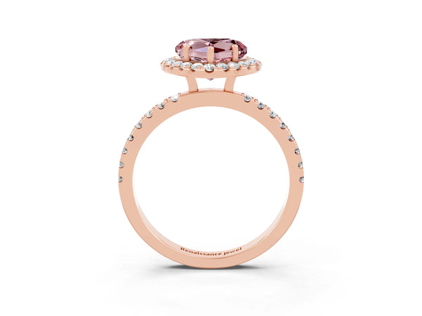 Rose gold Heart Cut Halo Diamond Pave Band with Prong Setting
