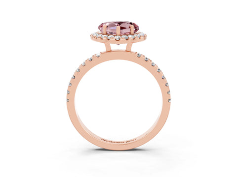 Rose gold Heart Cut Halo Diamond Pave Band with Prong Setting_3