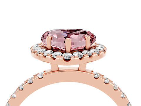 Rose gold Heart Cut Halo Diamond Pave Band with Prong Setting_4