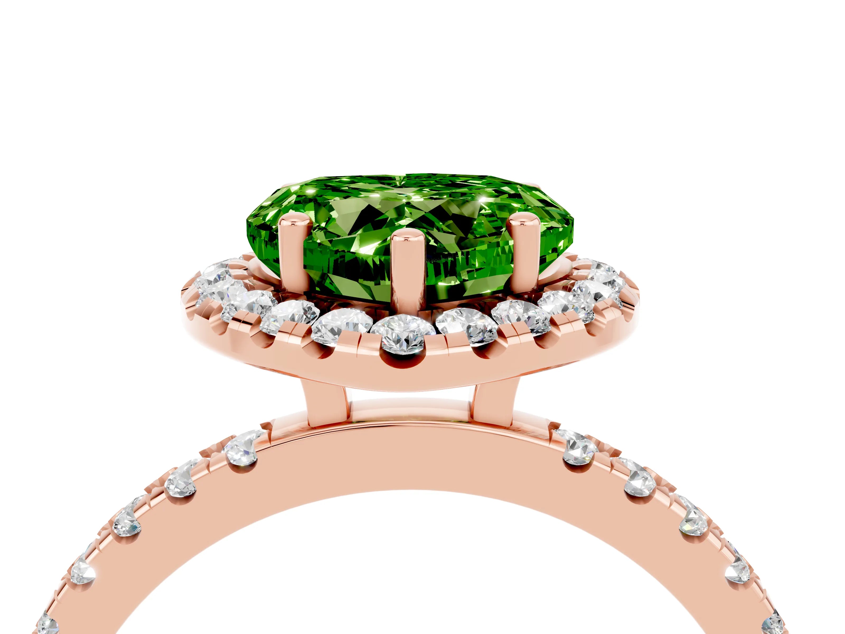 Rose gold Heart Cut Halo Diamond Pave Band with Prong Setting_4
