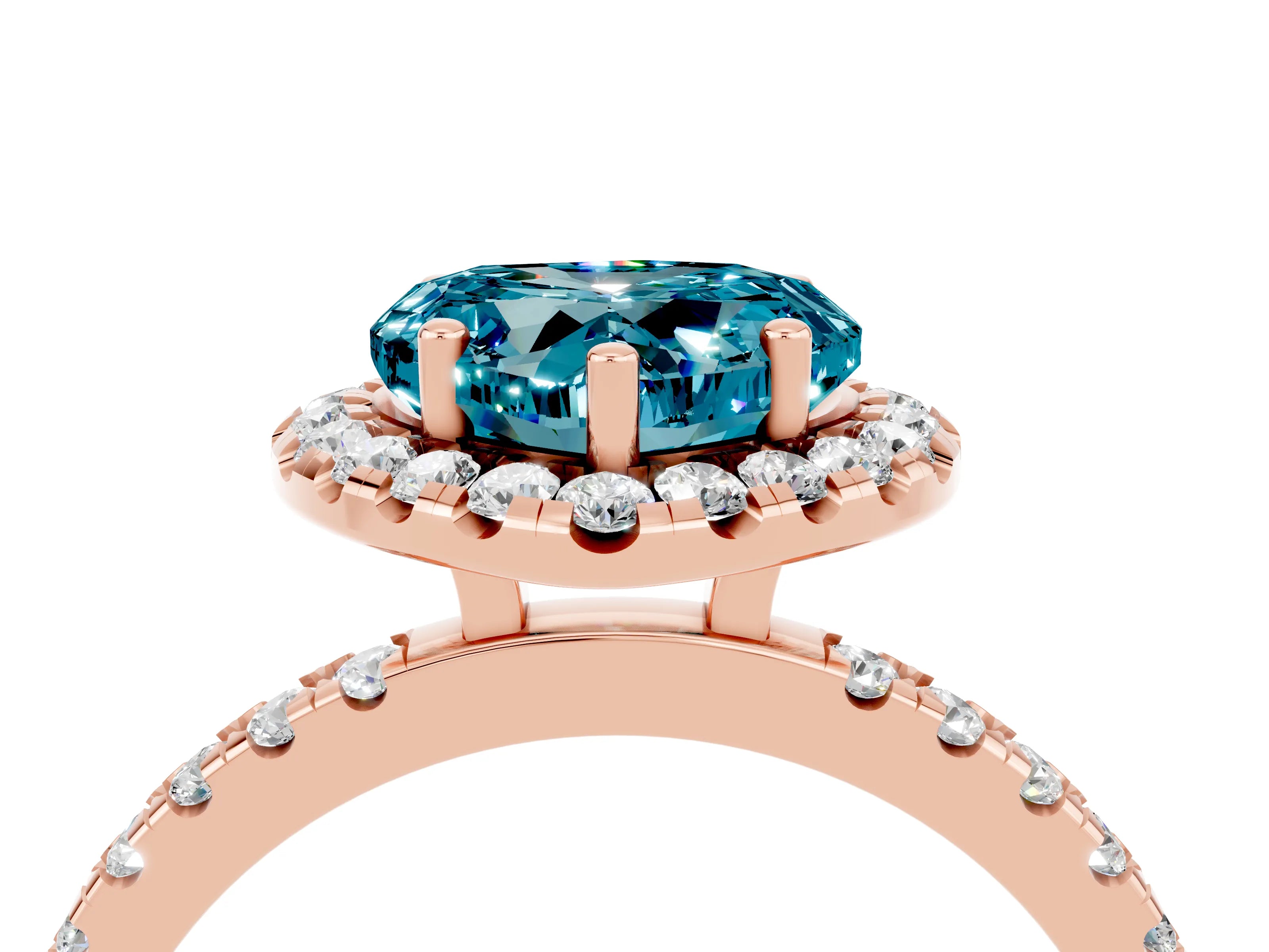 Rose gold Heart Cut Halo Diamond Pave Band with Prong Setting_4
