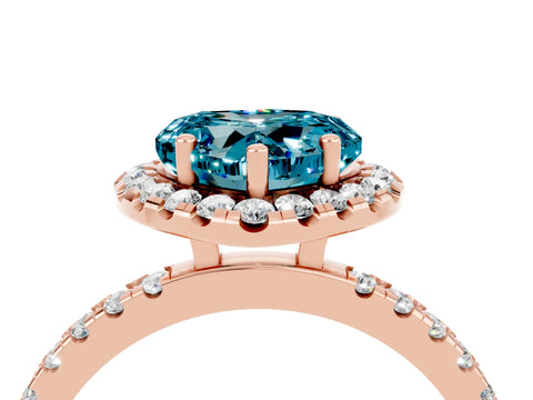Rose gold Heart Cut Halo Diamond Pave Band with Prong Setting_4